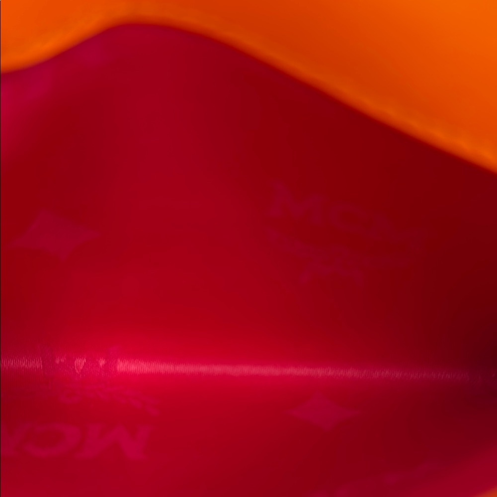 MCM Vibrant Orange Leather Clutch NIB - Picture 6 of 7